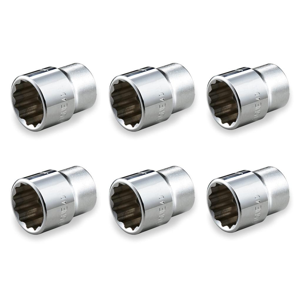 TONE 17mm Pack of 6 4D-17-6S 12-Point Socket, 12.7mm (1/2") Drive, Width,