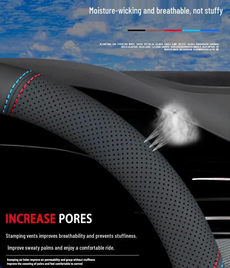 Genuine leather, hand-stitched non-slip steering wheel cover for BYD Dolphin 2021-2023 models.