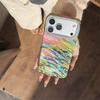 Colorful Rainbow Brushstroke Star Glitter Phone Case For iPhone 15 16 17 Pro Max INS Artistic Y2K Style Large Window Shockproof