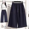DIMANAF 2026 Spring Summer Plus Size Women Short Pants Jeans Elastic Waist Oversize Loose Shorts Denim Cotton Solid Blue