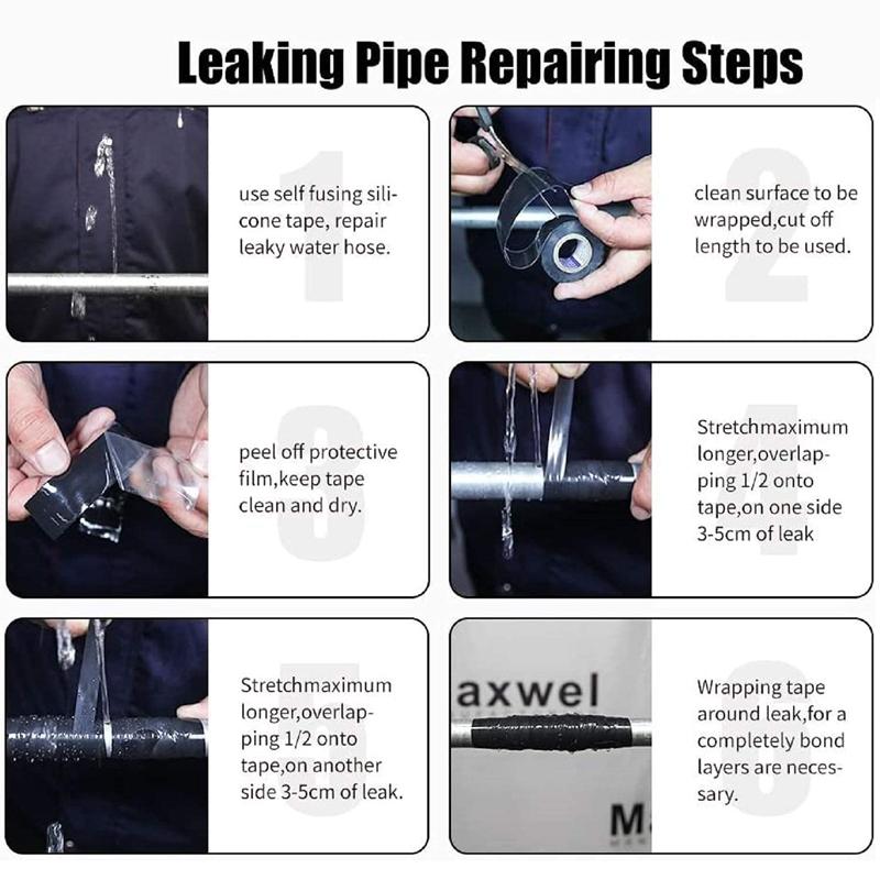 25mm x 150cm Seal Self Fusing Silicone Hose Repair Tape Heavy Duty Leak Proof Rubber Hose Tape Weatherproof For Pipeline Repair