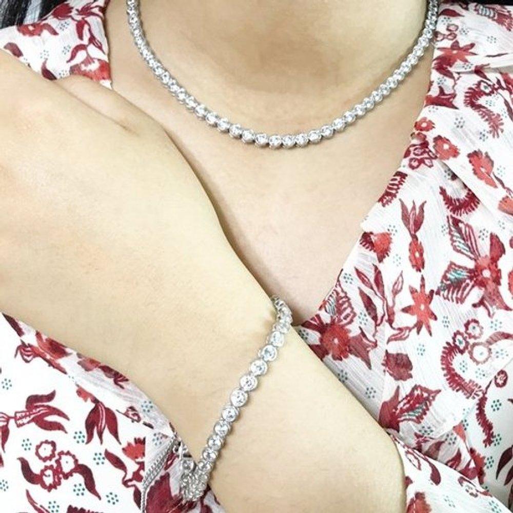 Round 6mm Tennis Cubic Silver Bracelet Thick Circular 925 Sterling Silver High Quality