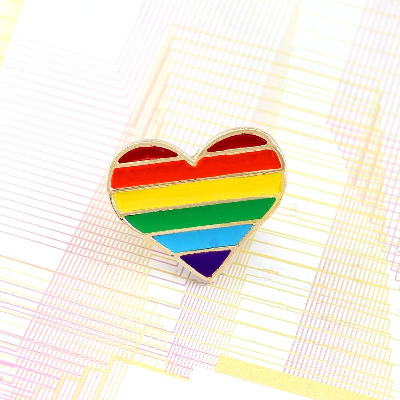 Trendy Geometric Heart Enamel Brooch - Rainbow Fashion Accessory