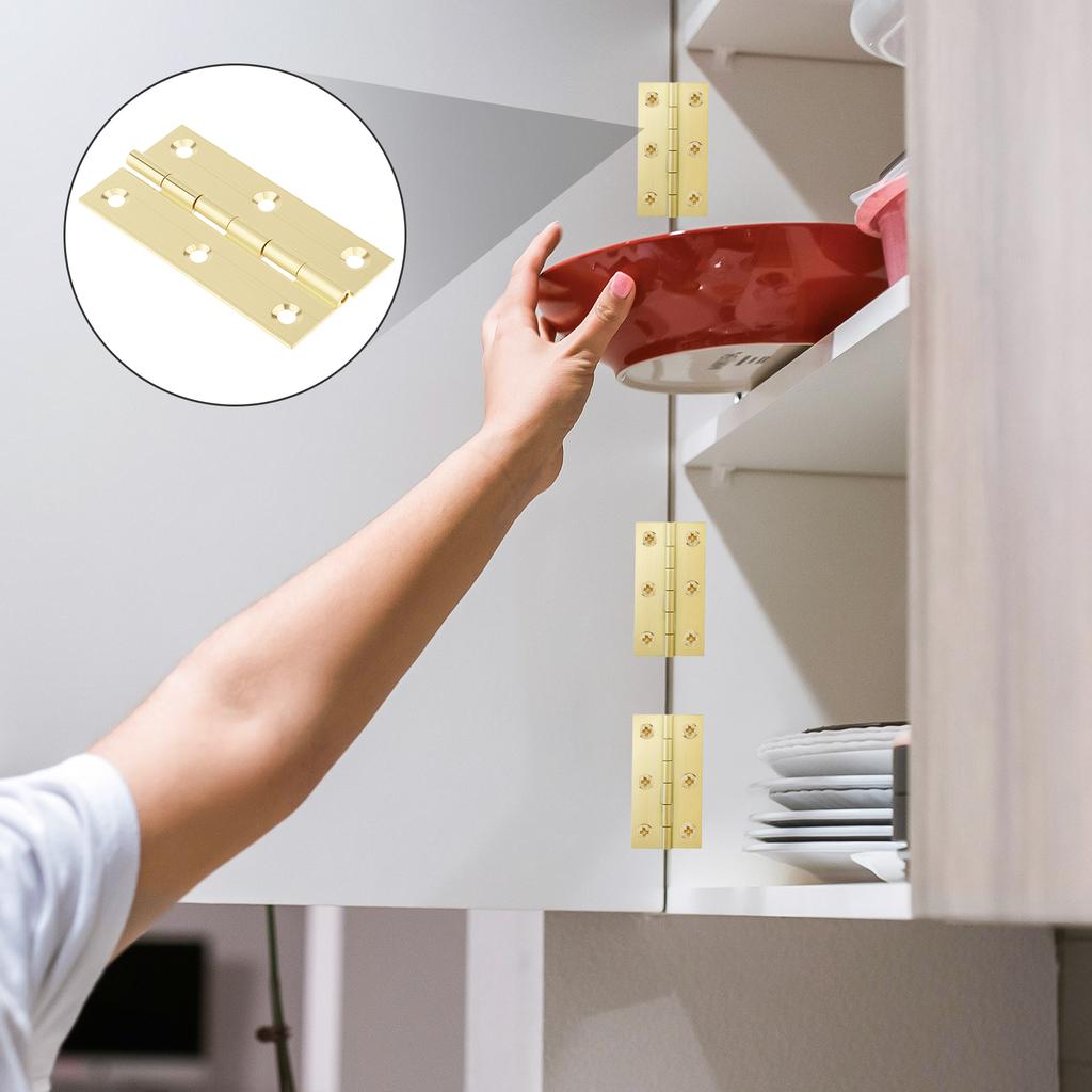 8 Pcs Solid Brass Butt Hinges with 48 Pcs Screws for Furniture, Cabinet, Drawer, Wood Box - Heavy Duty Folding Hardware