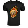 Flaming Skull Fire T-Shirt - Burning Skeleton Horror Graphic Tee
