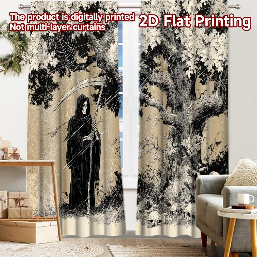 

2pcs, 2D FLAT PRINTING Curtains (Without Rod) Reapers Domain Modern Fashionable Curtainments during the Christmas holiday 52.50 × 116.00 cm 2 pcs
