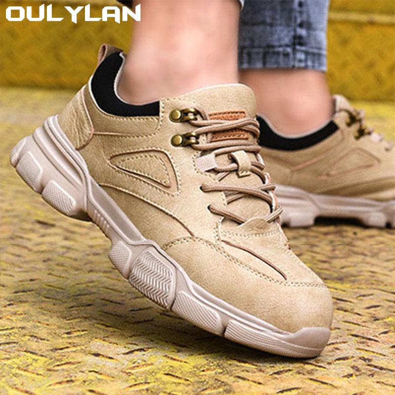 Oulylan Safety Shoes Men Steel Toe Work Shoes Anti-smash Anti-puncture Indestructible Shoes Protective Boots Tactical Boots