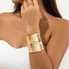 Punk Smooth Metal Wide Open Cuff Bracelets & Bangles For Women Vintage Gold Color Long Hand Bracelet Jewelry Gift