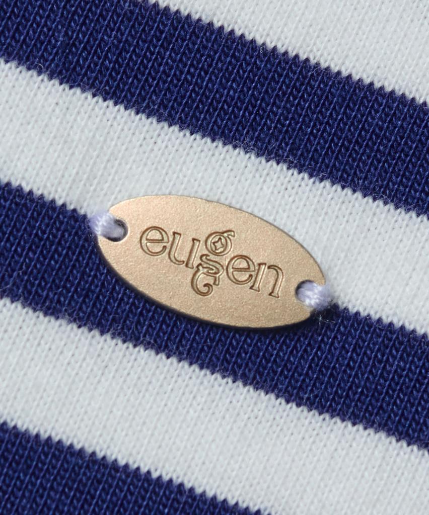 Yujen Antique Small Logo Stripe Ringer T-Shirt_Navy & White