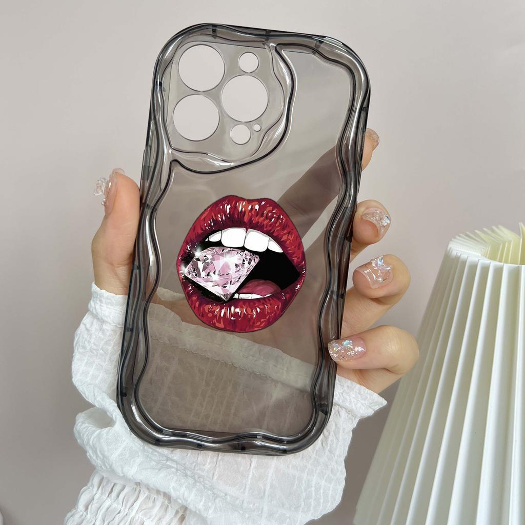 LZ20 Lips kiss design Clear Soft Wave Phone Cases for iPhone 15 13 Pro Max 12 mini 14 8 Plus XS Max XR 6 Protection Back Cover