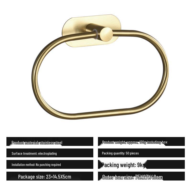 Edelstahl Stanzfreies Badezimmer Handtuch- & Papierregal Set mit Haken & Ringen