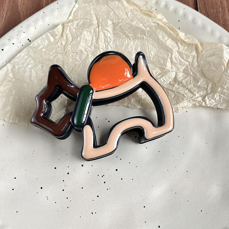 Y2K Cute Dog Hair Claw Clip Colorful Oil-drip Shark Clip Puppy Geometric Hair Clips Women Hair Accessories