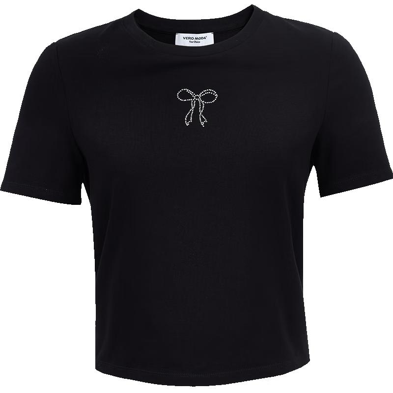 VEROMODA Women s Rhinestone Bowknot Slim Fit T-Shirt XS