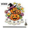 Pumpkin Party Decor Halloween Acrylic Hanging Decoration, Cartoon Ghost Ornament with Double Sided Bell, Suncatcher for Indoor Outdoor Holiday