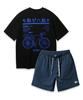 ALVINCLO [Set] Bicycle Oversized Short Sleeve T-Shirt With String Details Woven Shorts Set