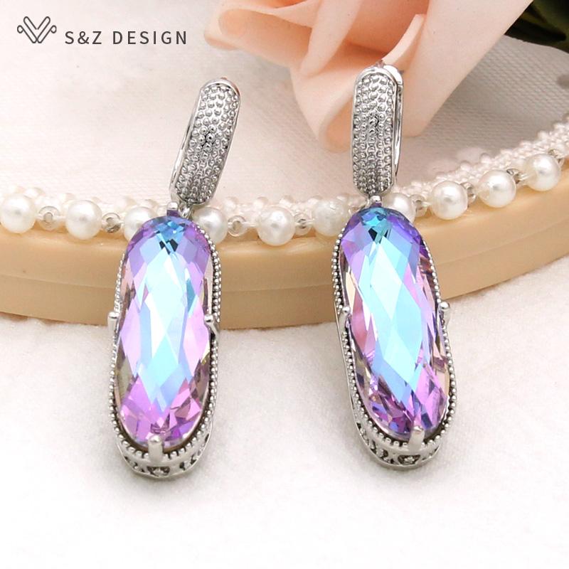 

Винтажные элегантные большие овальные серьги-капли с кристаллами для женщин, свадебные роскошные серьги цвета розового золота в форме яйца, ювелирные изделия в виде капель