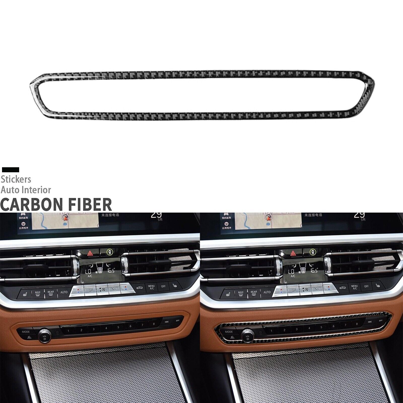 Real Carbon Fiber Console CD Button Cover For BMW 3 4 Series M4 G20 G28 G22 G82