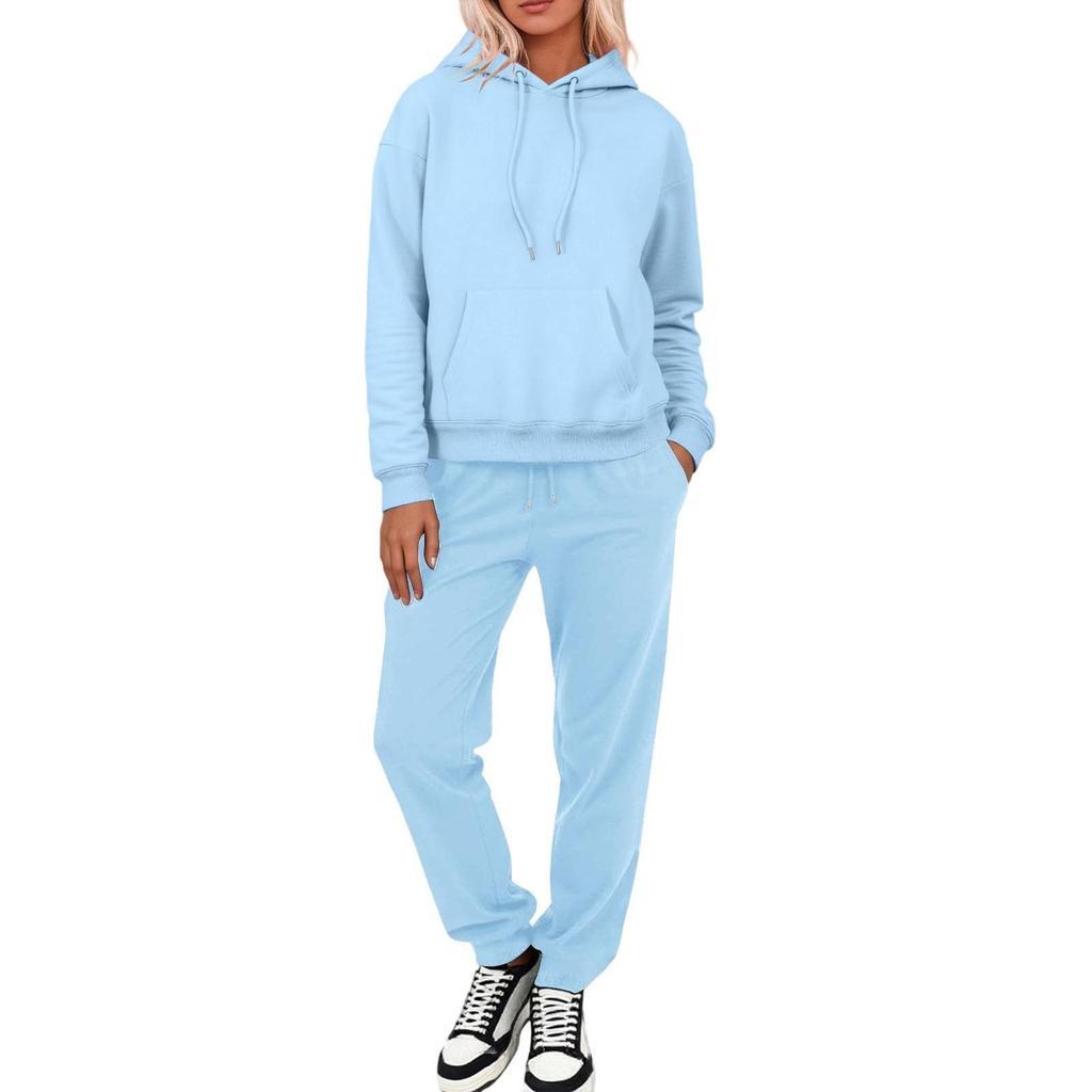 Women's Fashionable Loose Shoulder Sleeves Hoodie And Pants Two-Piece Set