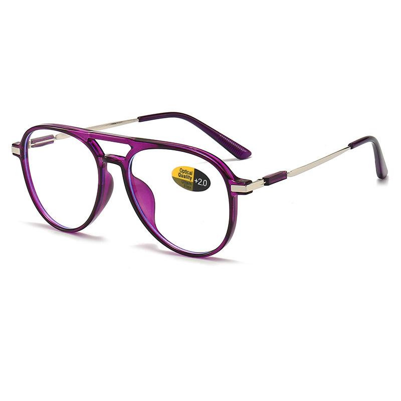 Modische Lesebrille mit Doppelsteg für Damen und Herren, großes Gestell, Blaulichtfilter, Computerbrille +100 bis +400