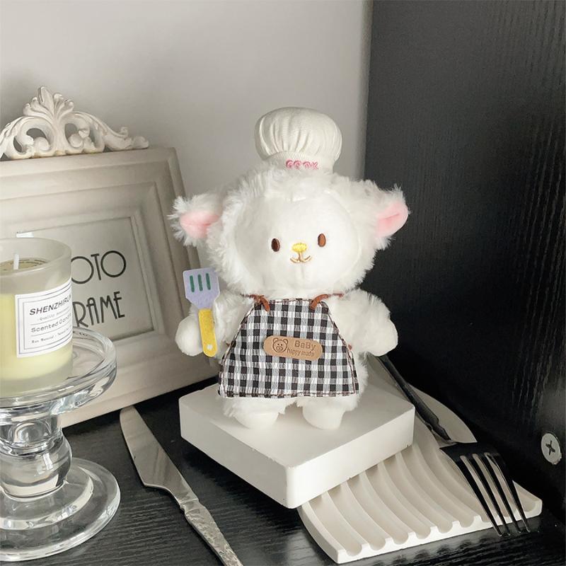 

Sweet Cute Chef Lamb Plush Keychain Cute Backpack Pendant Decoration Kawaii Car Key Holder Soft Stuffed Doll Toy Accessories as the picture