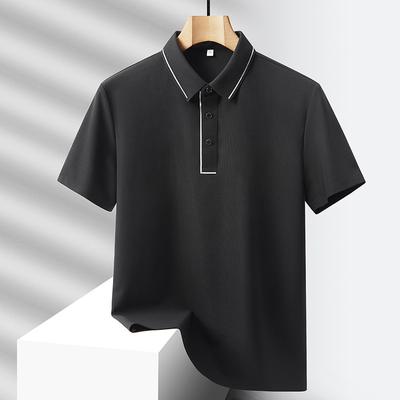 Enfärgad sommar för män Ice Silk Oversized Lös andas snabbtorkande och sömlös ledig pikétröja med korta ärmar