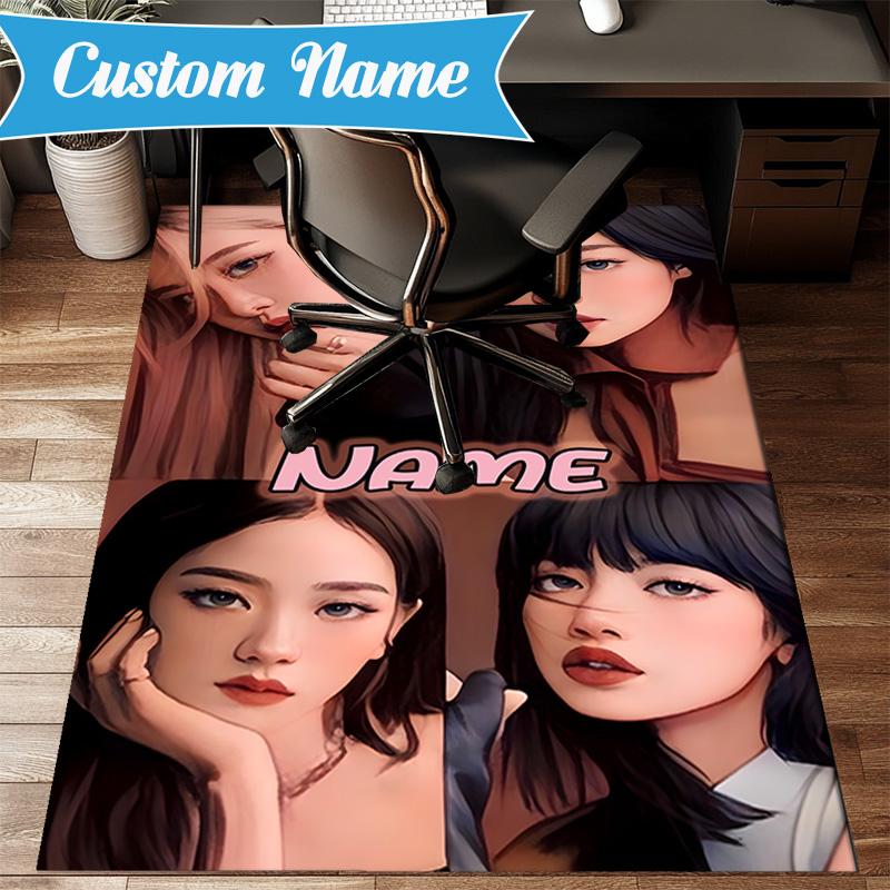 Custom Name Kpop Group Fashion Rug for Living Room, Game Rooms, Office, Bedroom, Floor Mat Playful Design, fan gifts Christmas decor