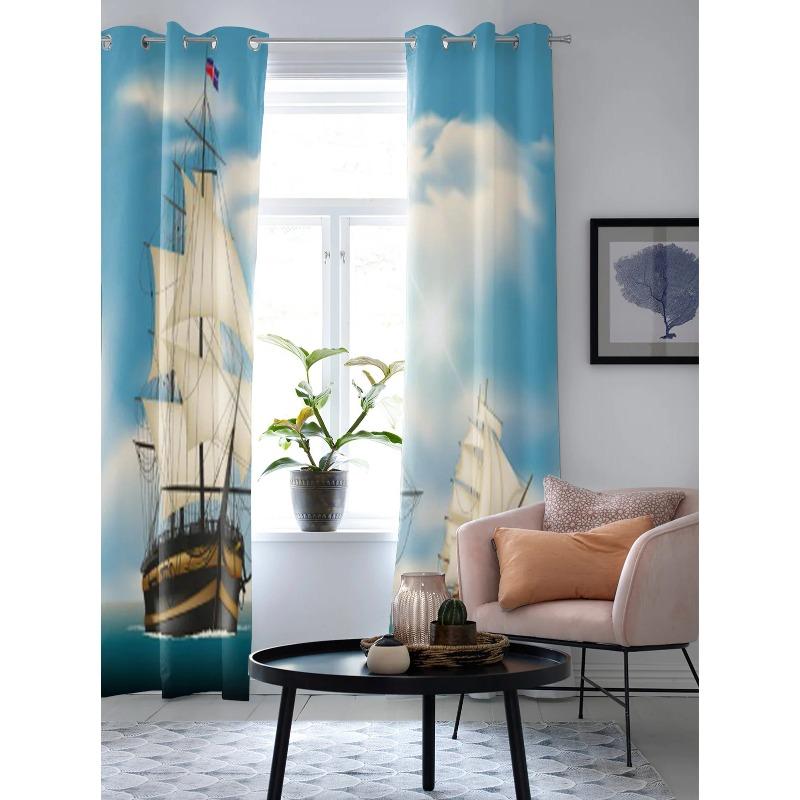 Segelschiffe auf See Luxus-Fenstervorhang für Wohnzimmer Schlafzimmer Heimdekoration Küche für Fenstervorhänge