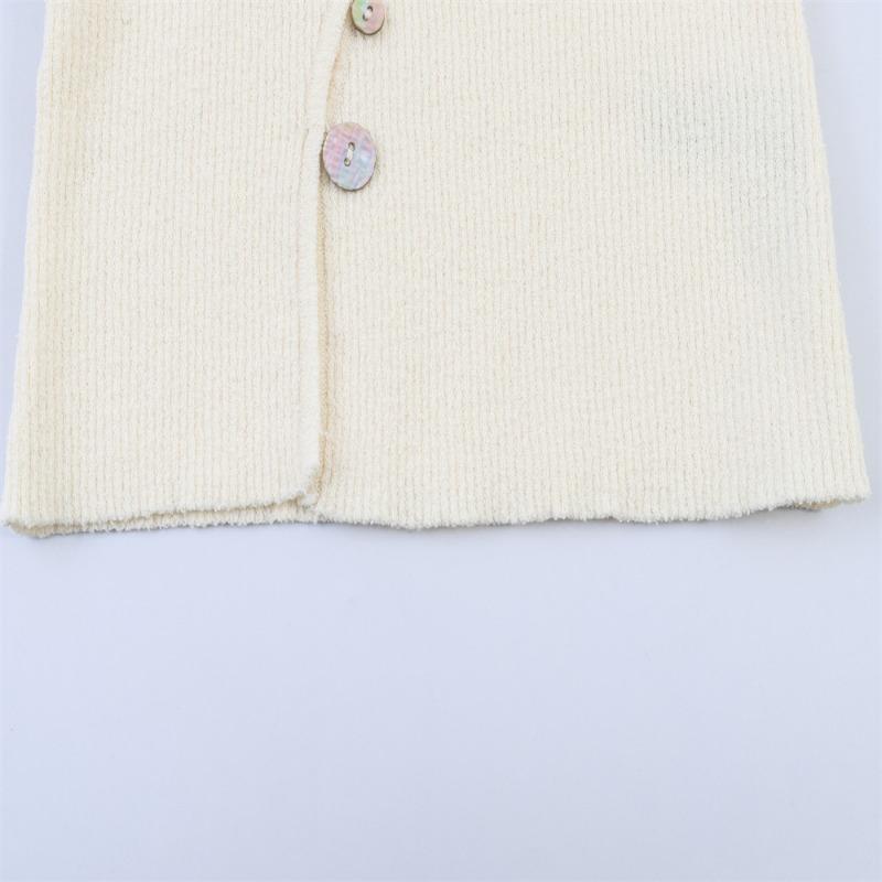 Women V Neck Long Sleeve Short Knit Cardigan With Buttons