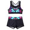 Two Piece Women Swimsuit Tankini Top with Padded Cups Wireless Support Swim Shorts Set Printed Design Comfortable Fit