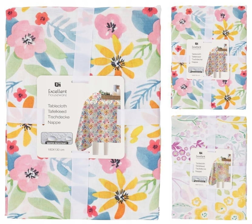 Floral Tablecloth 180×, Decorative Polyester with Linen Look