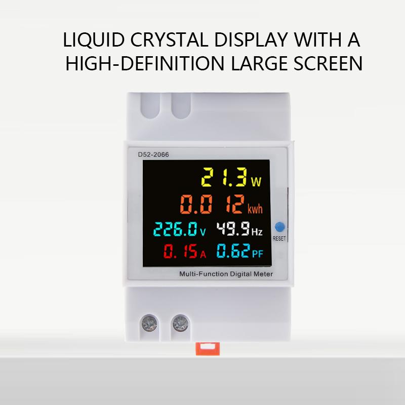 6IN1 Din Rail AC Monitor 110V 220V 380V 100A Voltage Current Power Factor Active KWH Electric Energy Frequency Meter