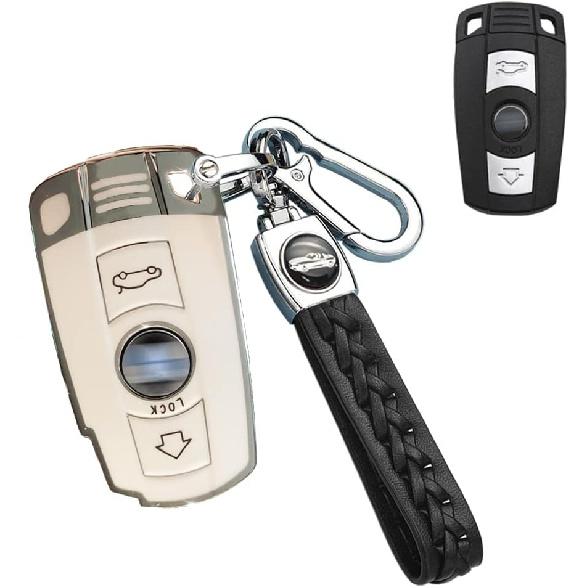 SANRILY Black Soft TPU Sliver-Edge 2 Button Key Fob Cover for BMW F30 E90 E60 E70 E87 3 5 6 Series M3 M5 X1 X5 X6 Z4 Accessories Keyless Key Case