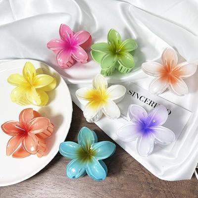 3 teile/satz Mode Gradienten Blume Shark Claw Elegante Acryl Große Haar Clip Krabben Für Frauen Pferdeschwanz Haar Zubehör Strand Klemme