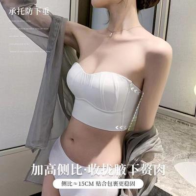 Summer Strapless Thin Underwear Women's Tube Top, Large Chest, Small Anti-light and Seamless Steel Ring Bra Cover