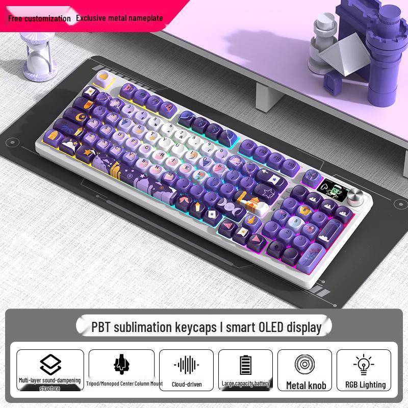 98-Key RGB Wireless Bluetooth Triple-Mode Mechanical Keyboard - Gaming, Esports & Office Customization Screen