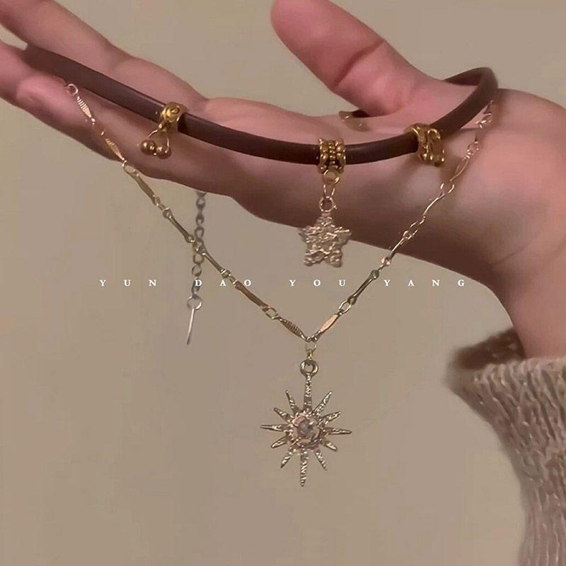 Guozen retro ceramic necklace women's fashion versatile niche design sense hand-woven collarbone chain