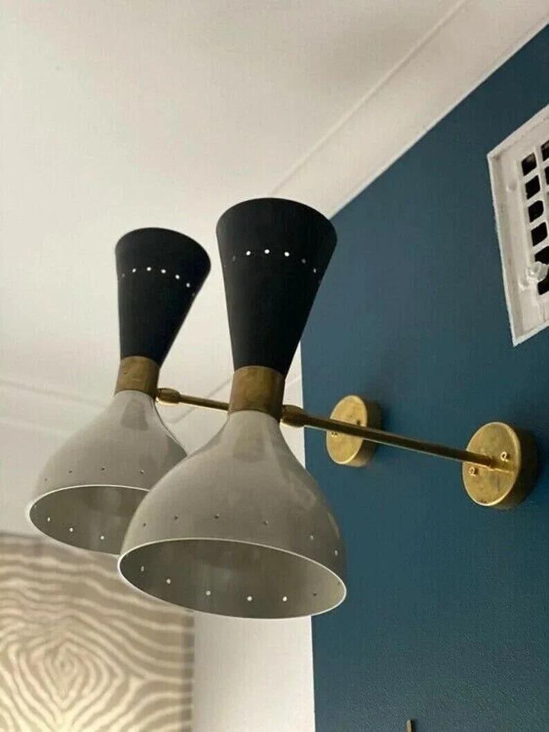 

Black & White Brass Diabolo Wall Sconce Pair - Modern Italian Lighting чорний