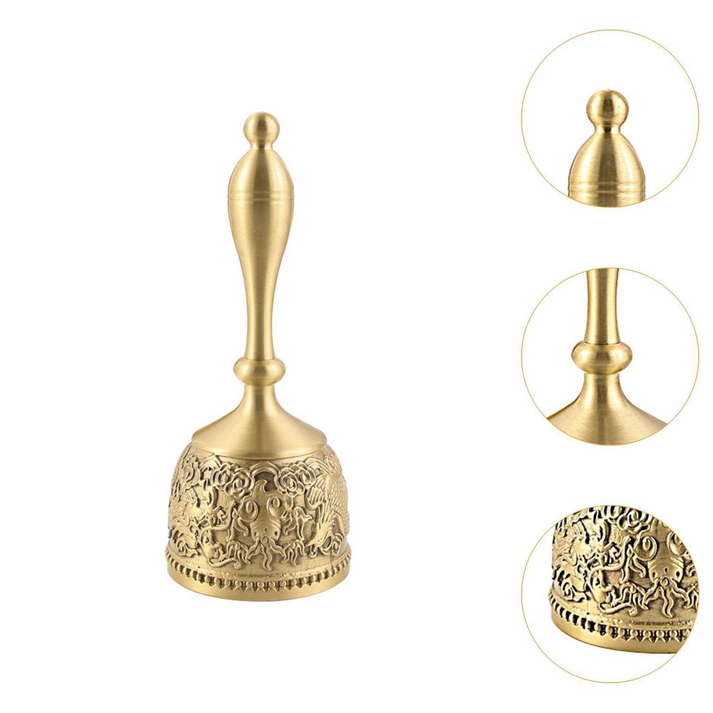 Brass Hand Bell Gold Teacher Bell Service Bell for Party Dinner Celebrations