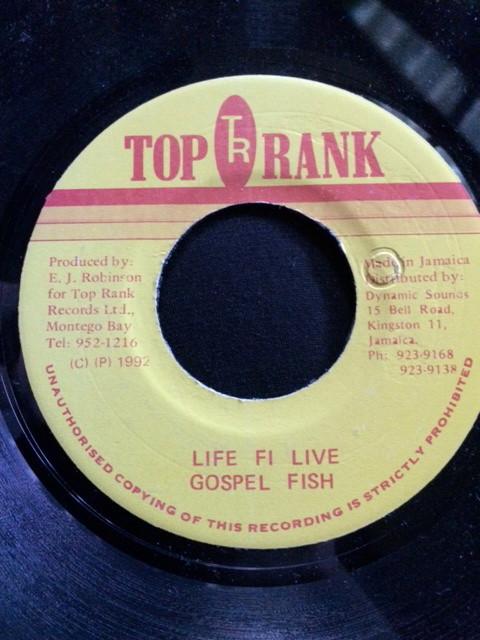 

7inch Record GOSPEL FISH Live Fi Live NONE Top Rank 1992 Jamaica Reggae Ska Dub Used