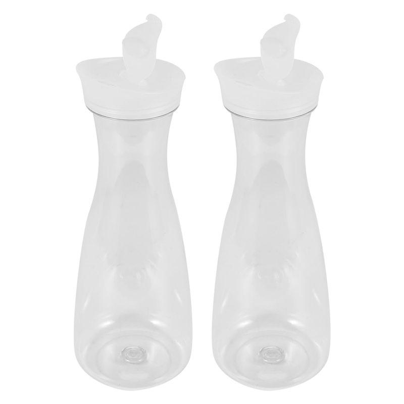 

ABJI-2Pcs Plastic Water Carafes With White Flip Tab Lids- Food Grade & Recyclable Shatterproof Pitchers - Juice Jar