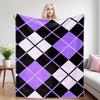 Lavender Argyle Flannel Blankets Are Perfect For Sofas, Office Beds, Travel, Sleep, And Use Throughout The Four Seasons