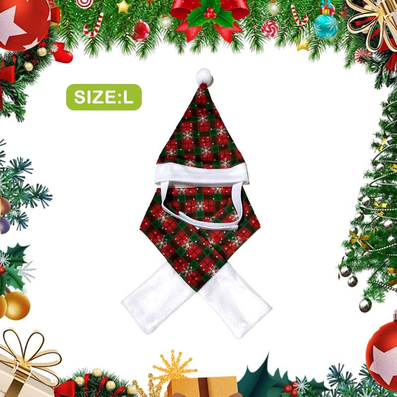 Cat Dog Christmas Costume Santa Hat With Scarf &Small Dogs - Funny Santa Hat And Scarf Outfit For Holiday Photos