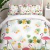 Modern Flamingo Pineapple Print Bedding Set Queen Tropical Plants Leaves Flowers Duvet Cover Hawaiian Islands Floral Pillowcases