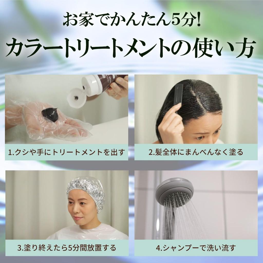 Tenstar Henna Color Treatment with Coloring Cap and Point for Gray Hair Made in Soft 250g x 2 Bottles Brush, Dye, Japan, Black,