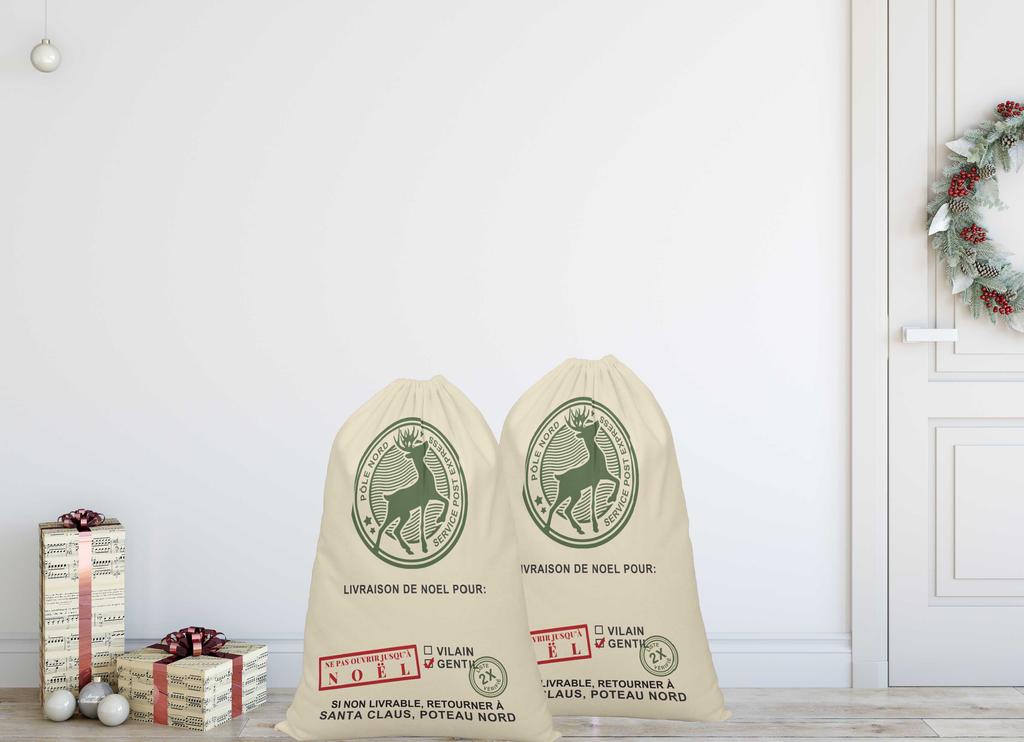 Printtoo Pack of 2 Drawstring Special Delivery Extra Large Size Christmas Sack Re-Usable Xmas Present Storage 27x20 Inch