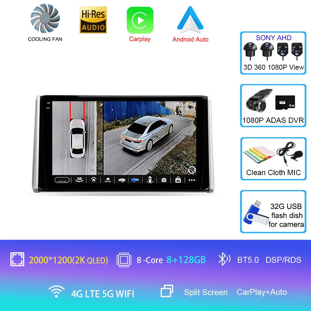 Android 14 Car Radio For Toyota RAV4 5 XA50 2018 - 2025 Multimedia Video Player Navigation Stereo GPS No 2din 2 Din Dvd