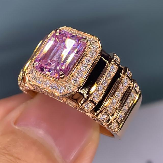 2022 Pink Cubic Zirconia Women's Ring Engagement Wedding Party Accessories Birthday Gift for Mom Luxury Jewelry