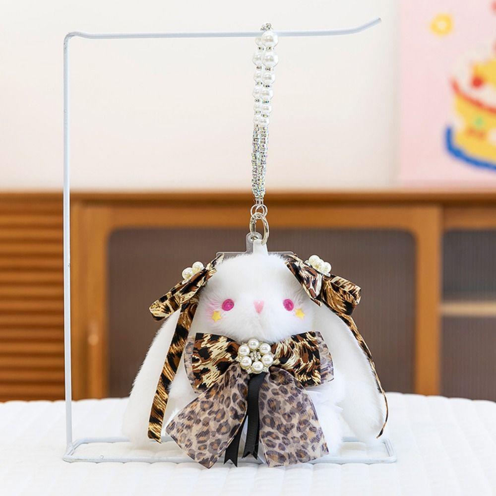 Cartoon Plush Rabbit Keychain Princess Pearl Dress Drooping Ear Rabbit Pendant  Girl's Toy