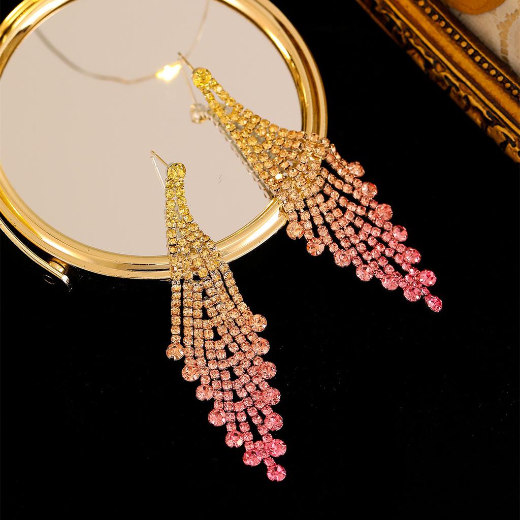 Temperament Super Błyszczące Diamentowe Długie Kolczyki