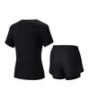 Anta Plain Round Neck Pullover Short Sleeve Sports Relaxed Shorts Set Women sets Basic-Black 962527205-3